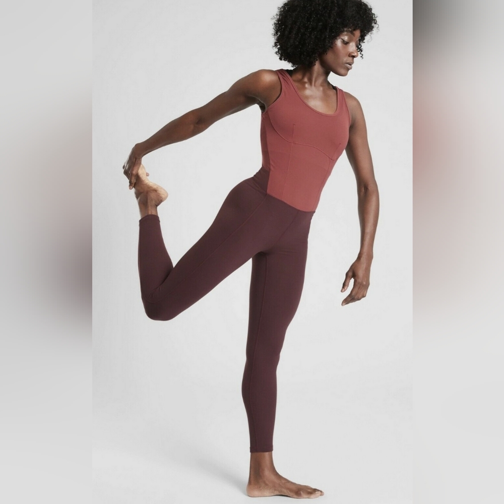 Athleta Aspiration Bodysuit, Antique Burgundy, size L